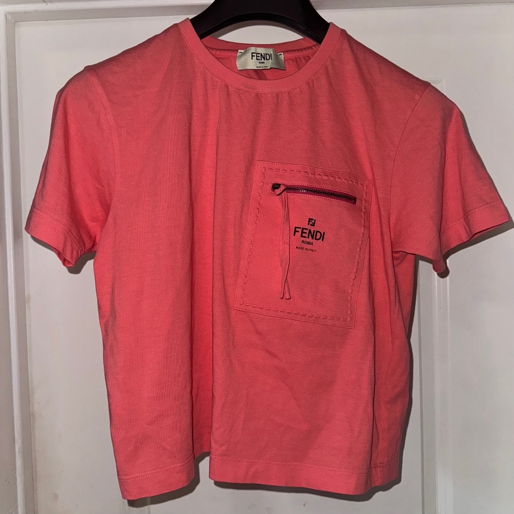 FENDI Crop Top Coral Cotton XS